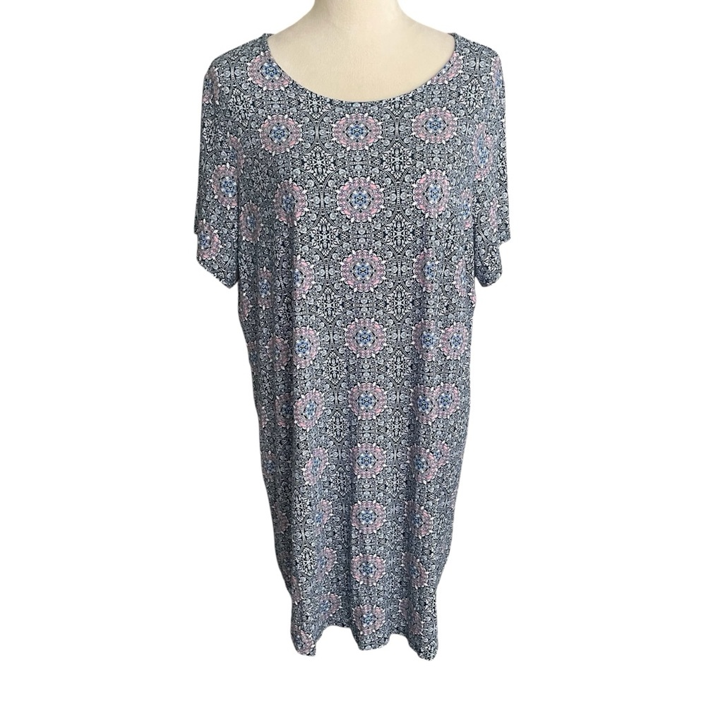 Tahari Floral Abstract Top Women Size 2X Casual Lounge Comfort Feminine Tunic